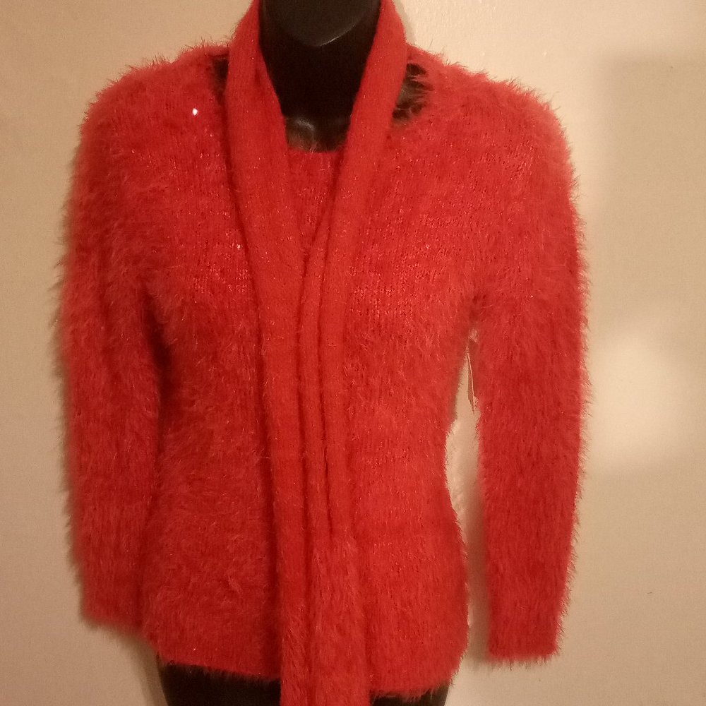 Jk J. Khaki Girls Sequin Fluffy Sweater/ Scarf SZ S~ CAN FIT WOMEN SZ 0,1,2~NWT